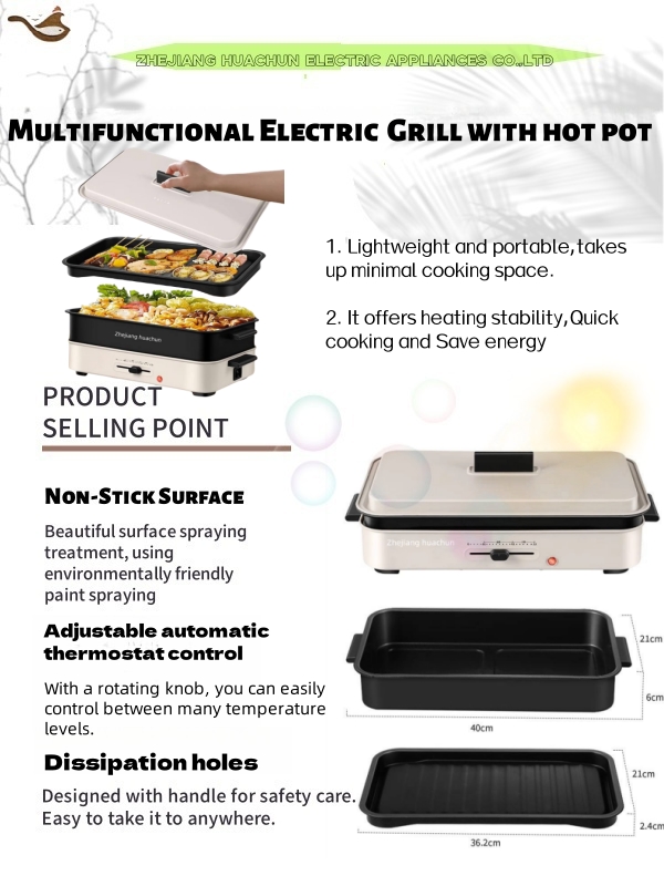 Electric Multifunction Hotpot and Grill Pan Detachable Plate with ...